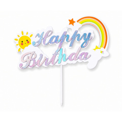 Топпер, Голография, HAPPY BIRTHDAY, 1 шт.