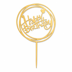 Топер, HAPPY BIRTHDAY, Золото, 1 шт.